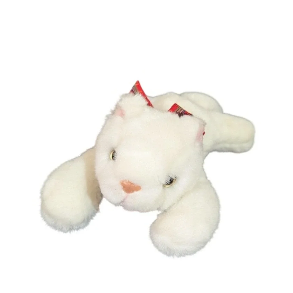 Chosun Just Friends White Plush Kitten Cat Red Plaid Bow Stuffed Animal 10 Inch‎